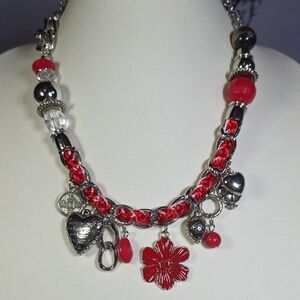 Paparazzi Red and Silver Charm Necklace (Heart Lucas:10:27)